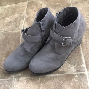 Gray bootie wedges